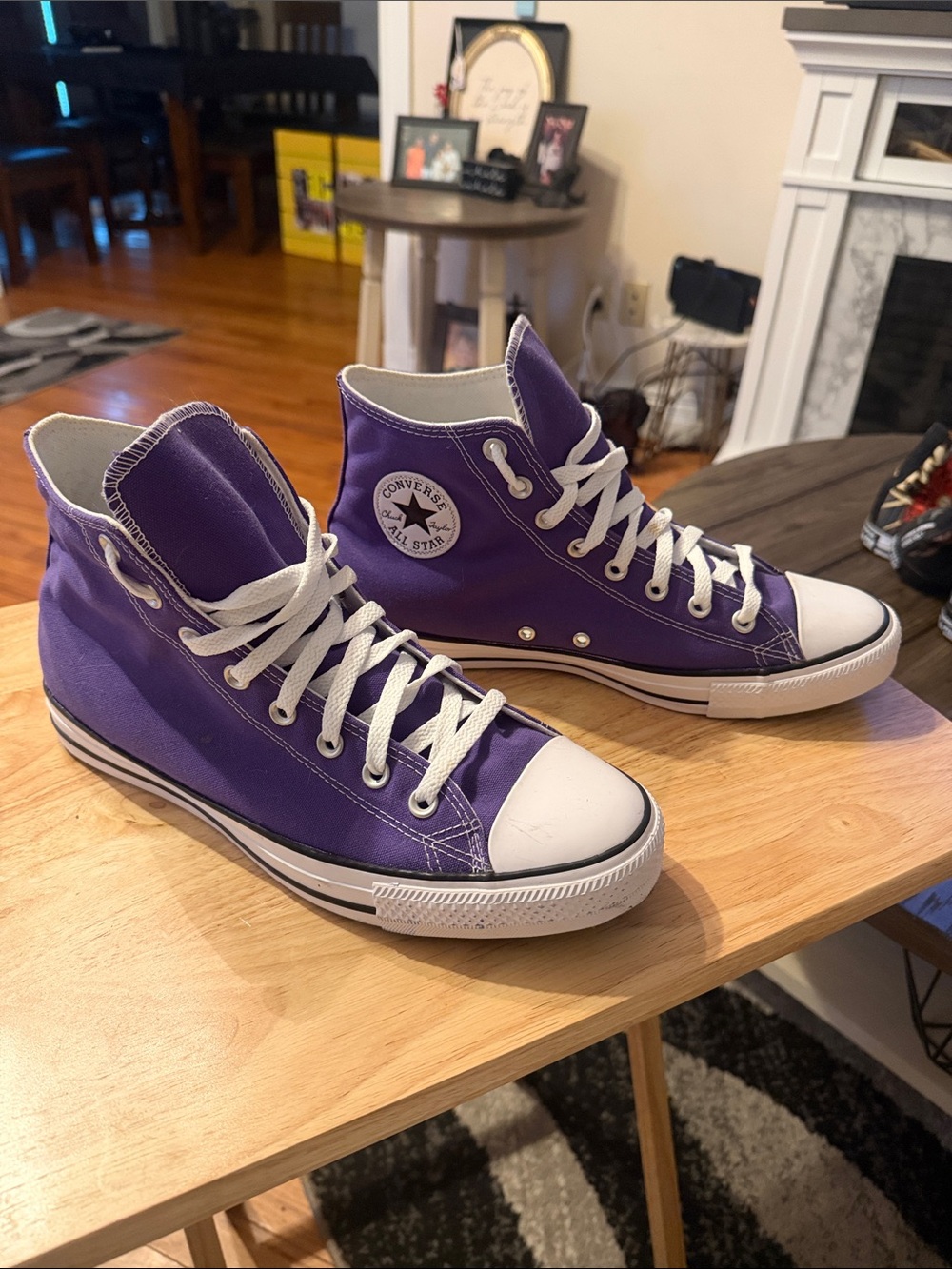 Converse High Top Sneakers in Purple with White Accents M(10) W(12)